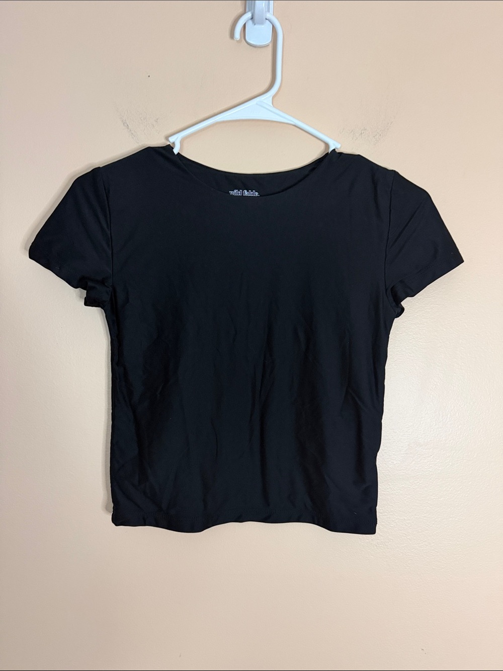 Women's Black Crewneck Short Sleeve Top
